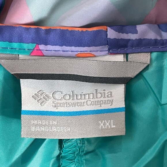 NEW Columbia Mens XXL Challenger Windbreaker Multicolor Geometric Pullover Hood - Picture 5 of 13